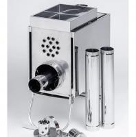 Печь "Инвент" средняя со встроенным теплообменником с вентилятором 500x250x250 (нерж.сталь 0.8 мм) со стационарными экранами + короб для камней в сумке