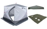 Зимняя палатка Медведь Куб 5 (2.5*2.5/2.0m) утеплённая (3-сл) + Пол (ткань Оксфорд 600D) + накидка