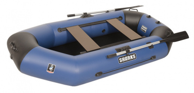 Лодка гребная под мотор Sharks S250 Люкс синий/чёрный (пол-книжка)