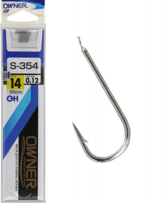 Крючок №8 Owner S-354 с поводком 65 см 0.16мм 10 шт