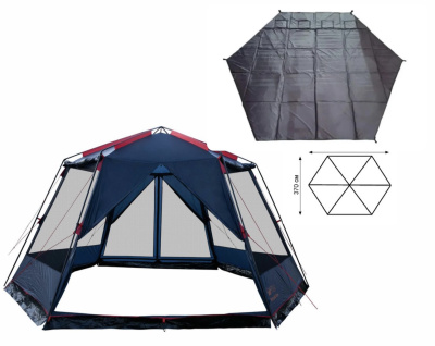 Палатка-Шатер TRAMP LITE Mosquito Blue 4.3х3.7х2.25 м (V2) + Съемный пол из терпаулинга