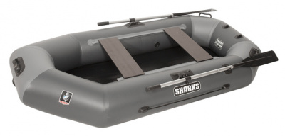 Лодка гребная под мотор Sharks S250 Люкс серо/чёрный (пол-книжка)