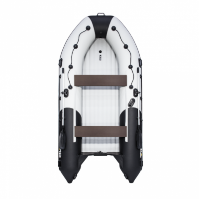 Лодка ПВХ Ривьера 3800 Килевое надувное дно "Комби" светло-серый/черный