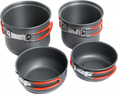 Набор посуды туристической Tramp на 1-2 персоны из анодированного алюминия TRC-075