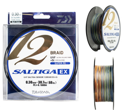 Шнур Daiwa Saltiga 12 Braid Multicolor 300m PE#4 lb68/30.7kg