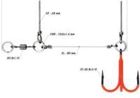 Оснастка цветной стингер для джиг-головки Vido Craft Stinger Jig размер М