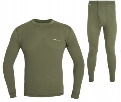 Термобелье Graff Duo Skin 300 футболка + кальсоны (оливковый) размер XXL