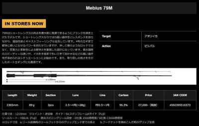 Спиннинг Yamaga Blanks Mebius 79M 2.36m 5-28gr