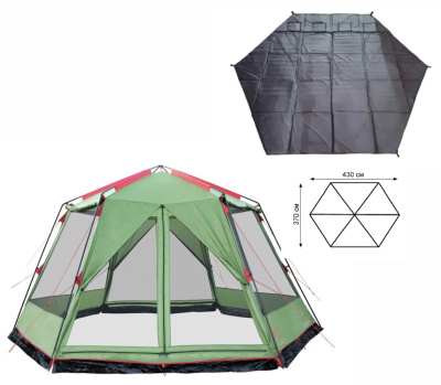 Палатка-Шатер TRAMP LITE Mosquito Green 4.3х3.7х2.25 м (V2) + Съемный пол из терпаулинга