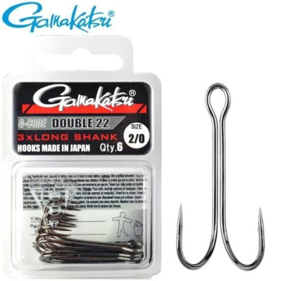 Крючок Gamakatsu Double 22 Long Shank №1/0 6 шт в упаковке