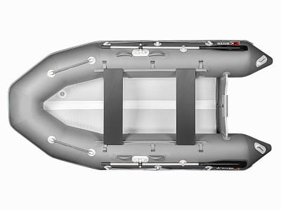 Надувная ПВХ лодка X-River Rocky 355 (серый, серая фурнитура) + дублирование тканью ПВХ дна
