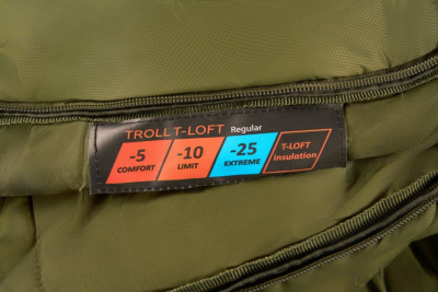 Спальный мешок кокон Tramp Troll T-Loft Regular Olive (правый) 220*95*85 см (-25°C)